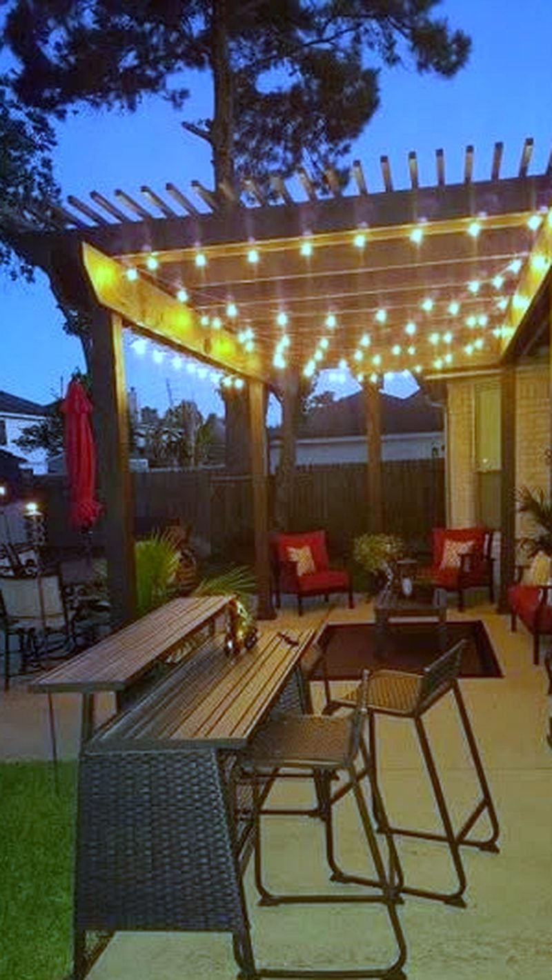 House Add-Ons — Backyard pergola with string lighting, photo 1 of 2